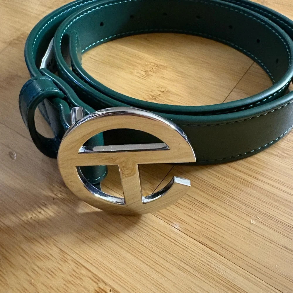 Telfar Forest Green Belt with Silver Logo Buckle - Picture 2 of 8